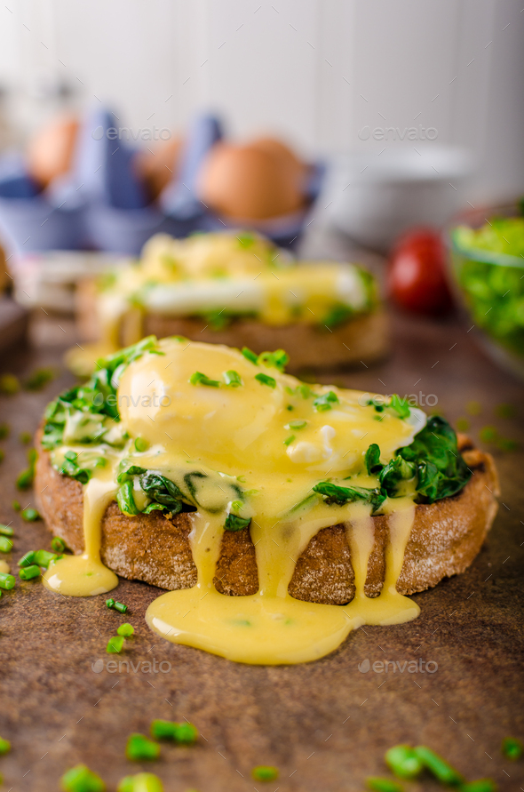 Egg benedict with spinach Stock Photo by PeteerS PhotoDune